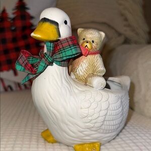 Duck Planter with Bear‎ Figurine vintage